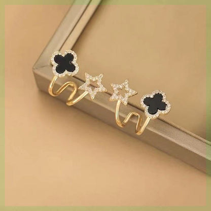 Luxury Black Clover & Star Earrings