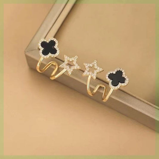 Luxury Black Clover & Star Earrings