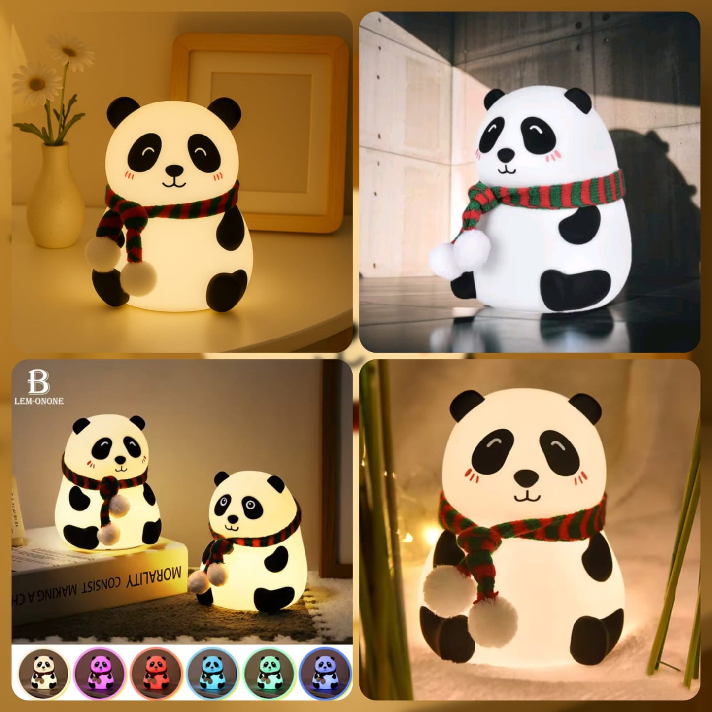 Cute Silicone Panda Lamp (With Scarf) - Rechargeable
