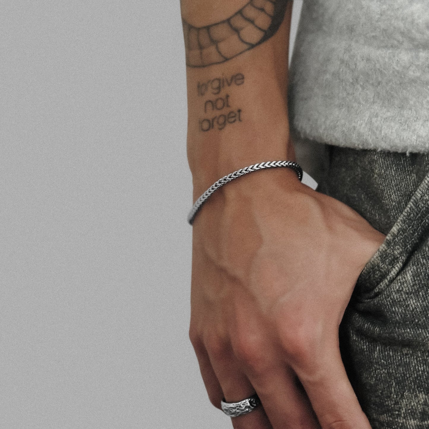 Silver Foxtail Chain Bracelet for Men