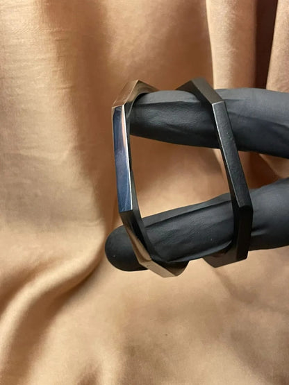 Hexagon Cuff Bracelet Combo silver and black