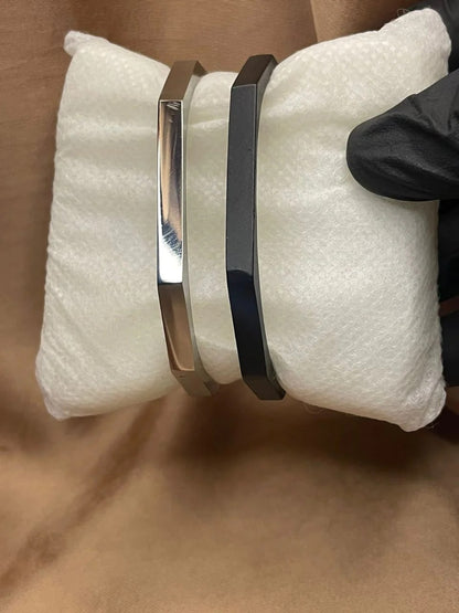 Hexagon Cuff Bracelet Combo silver and black