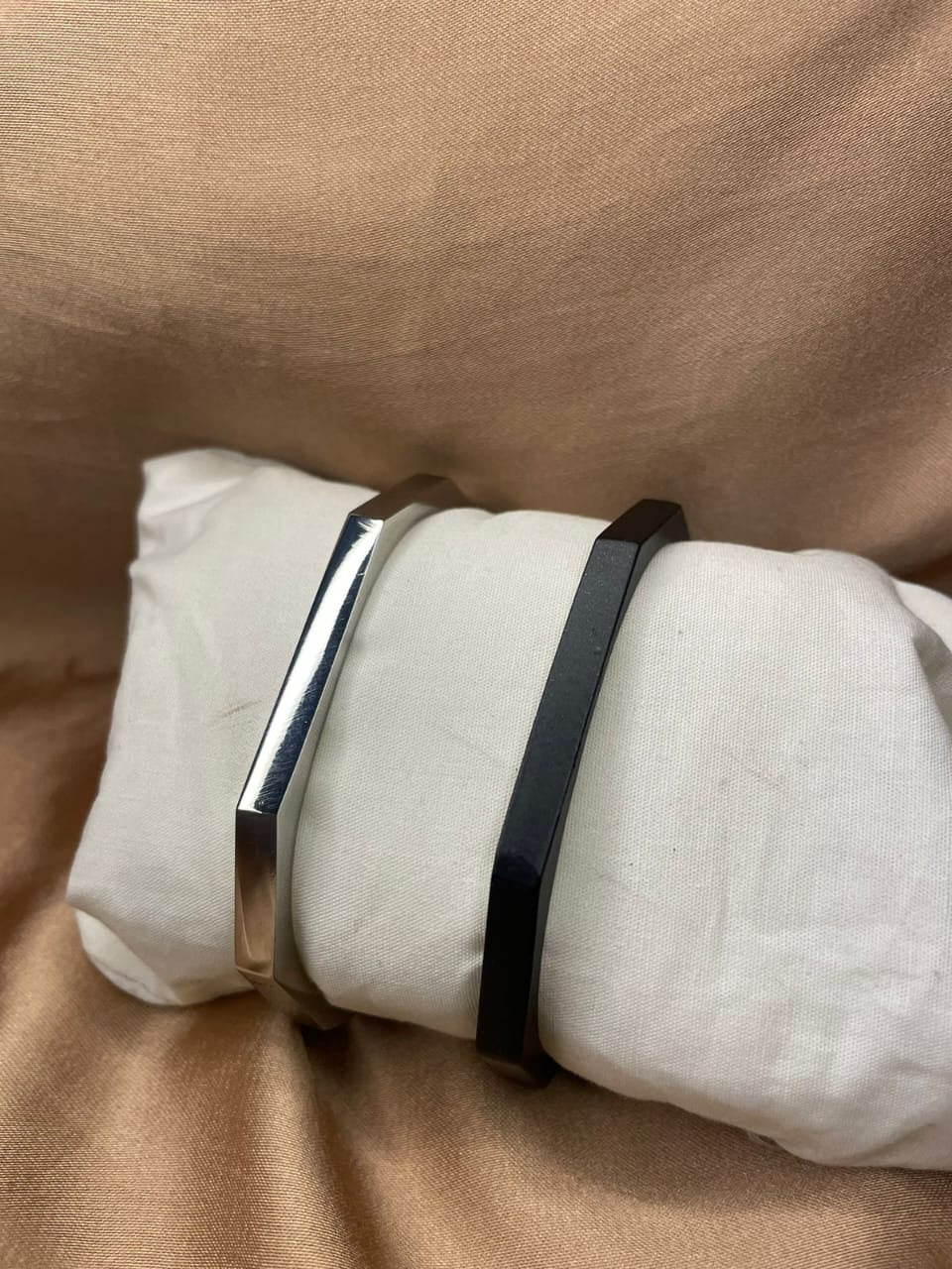 Hexagon Cuff Bracelet Combo silver and black